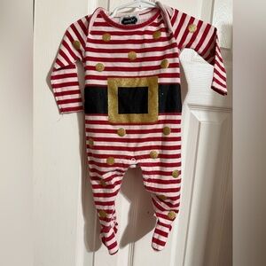 Mudpie Footed Santa Romper